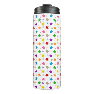 Colourful Stars Pattern Design White Thermal Tumbler