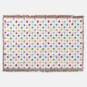 Colourful Stars Pattern Design White  Throw Blanket