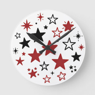 Colourful Stars Pattern Double Sided Throw Pillow Round Clock