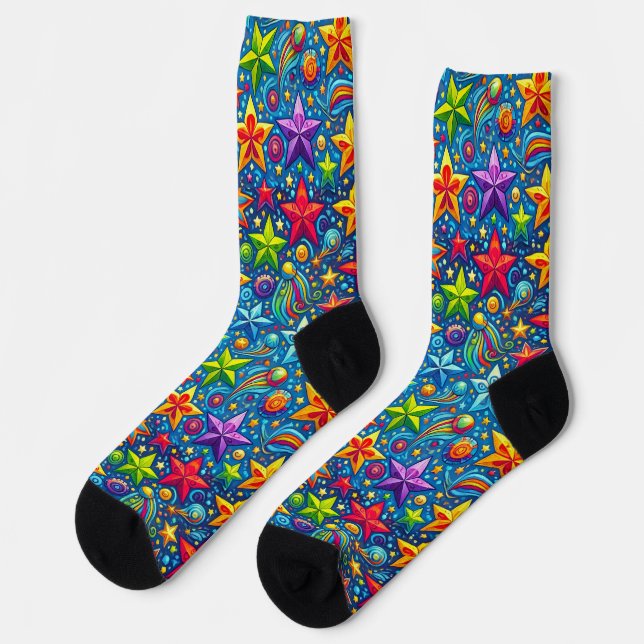 Colourful stars pattern socks (Left)