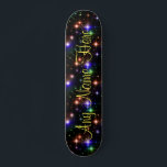 Colourful Stars Personalised Name Skate Board<br><div class="desc">This skate board features a design of colourful stars on a black background. The design is personalised so you can add any name that you want. Great gift for any boarder who wants a pretty yet classy design.</div>