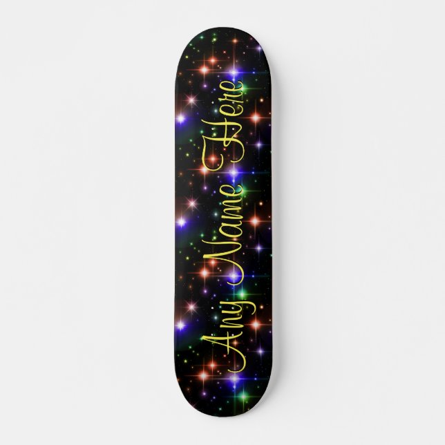 Colourful Stars Personalised Name Skate Board (Front)