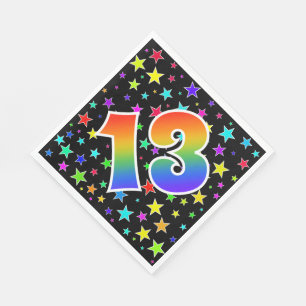 Colourful Stars + Rainbow Pattern "13" Event # Napkin