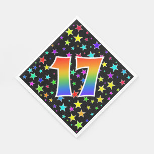 Colourful Stars + Rainbow Pattern "17" Event # Napkin