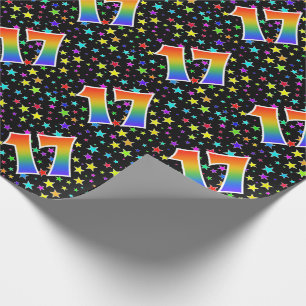 Colourful Stars + Rainbow Pattern "17" Event # Wrapping Paper