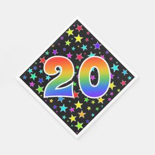 Colourful Stars + Rainbow Pattern "20" Event # Napkin