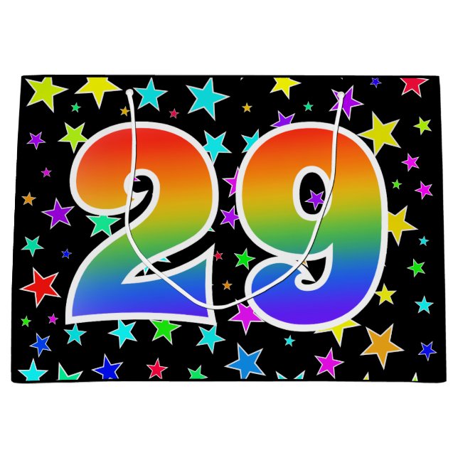 Colourful Stars + Rainbow Pattern "29" Event # Large Gift Bag (Front)