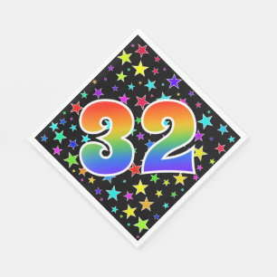 Colourful Stars + Rainbow Pattern "32" Event # Napkin