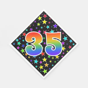 Colourful Stars + Rainbow Pattern "35" Event # Napkin