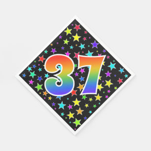 Colourful Stars + Rainbow Pattern "37" Event # Napkin