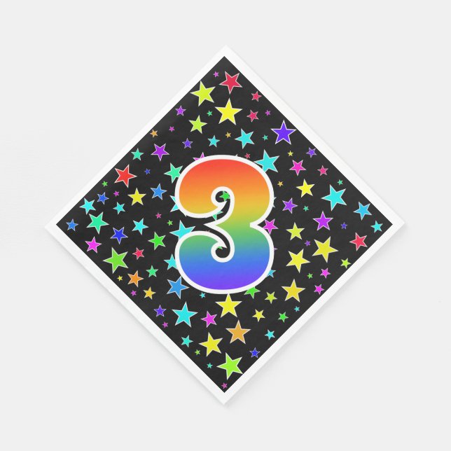 Colourful Stars + Rainbow Pattern "3" Event # Napkin (Corner)