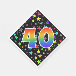 Colourful Stars + Rainbow Pattern "40" Event # Napkin