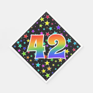 Colourful Stars + Rainbow Pattern "42" Event # Napkin