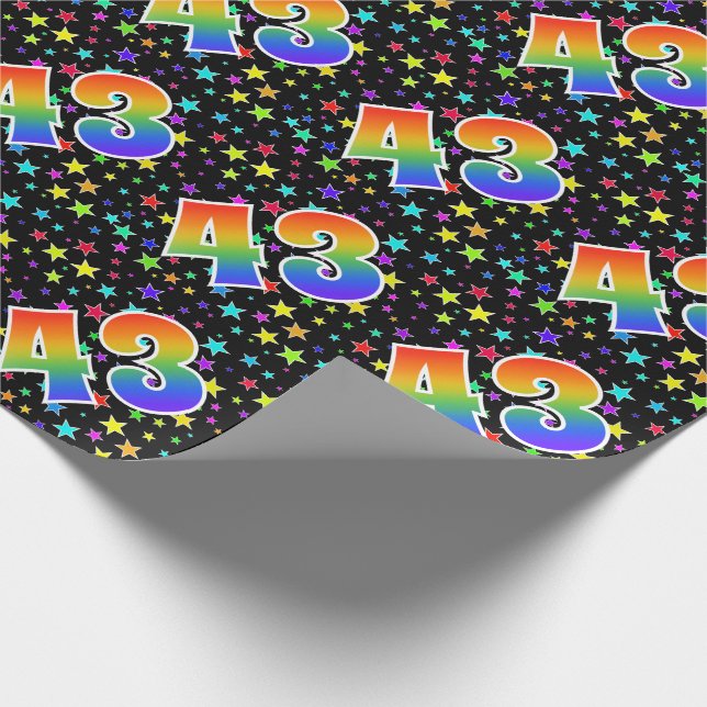 Colourful Stars + Rainbow Pattern "43" Event # Wrapping Paper (Corner)