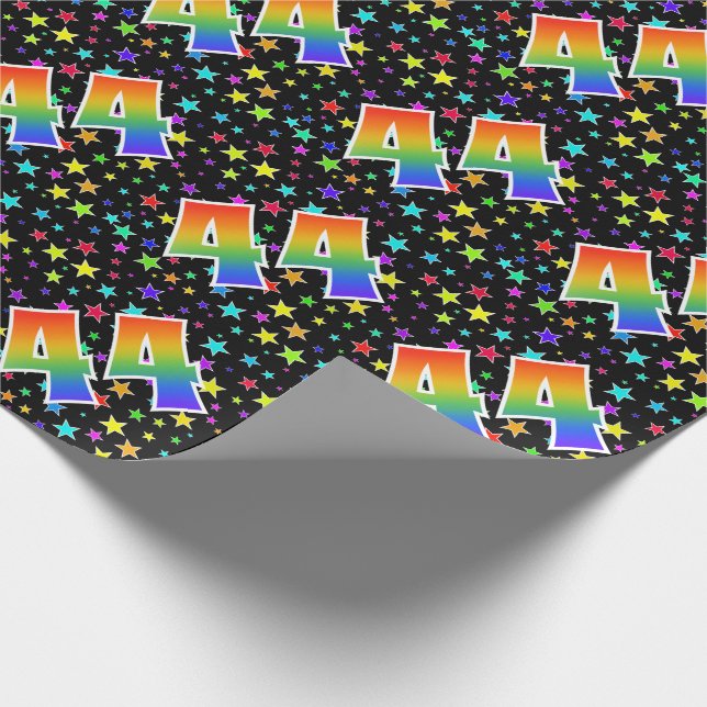 Colourful Stars + Rainbow Pattern "44" Event # Wrapping Paper (Corner)