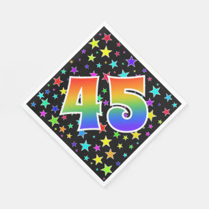 Colourful Stars + Rainbow Pattern "45" Event # Napkin