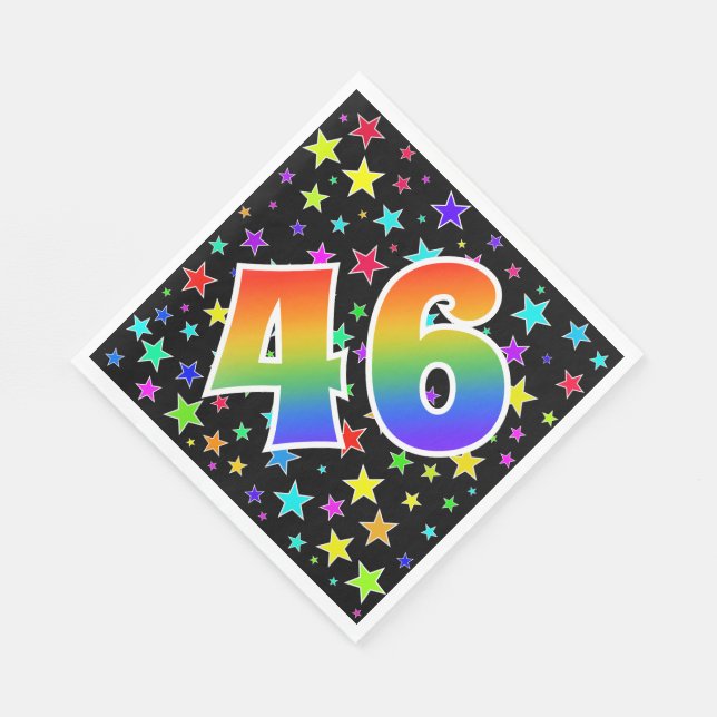 Colourful Stars + Rainbow Pattern "46" Event # Napkin (Corner)