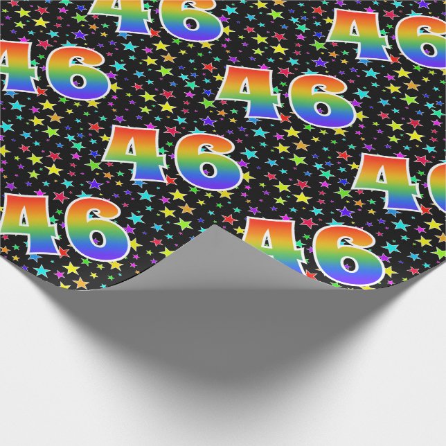 Colourful Stars + Rainbow Pattern "46" Event # Wrapping Paper (Corner)