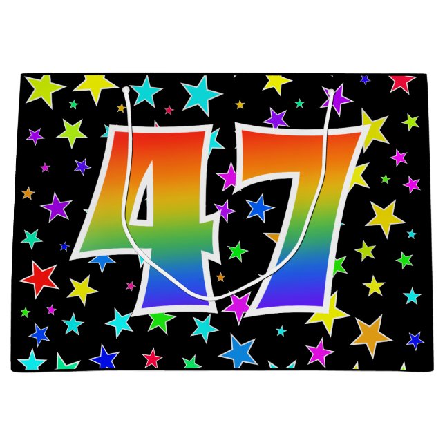 Colourful Stars + Rainbow Pattern "47" Event # Large Gift Bag (Front)