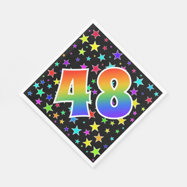 Colourful Stars + Rainbow Pattern "48" Event # Napkin (Corner)