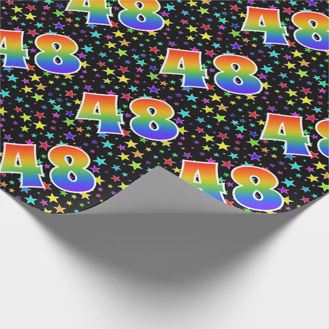 Colourful Stars + Rainbow Pattern "48" Event # Wrapping Paper (Corner)