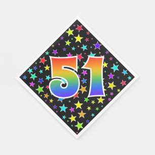 Colourful Stars + Rainbow Pattern "51" Event # Napkin