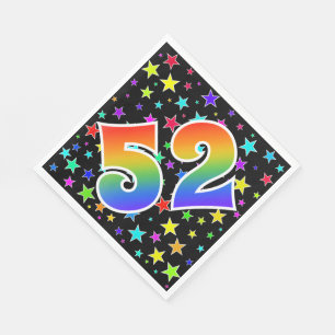 Colourful Stars + Rainbow Pattern "52" Event # Napkin