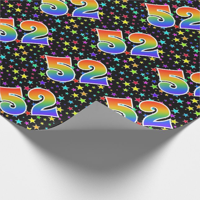 Colourful Stars + Rainbow Pattern "52" Event # Wrapping Paper (Corner)