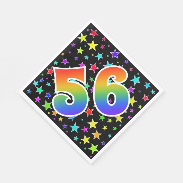 Colourful Stars + Rainbow Pattern "56" Event # Napkin (Corner)