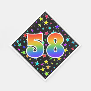 Colourful Stars + Rainbow Pattern "58" Event # Napkin