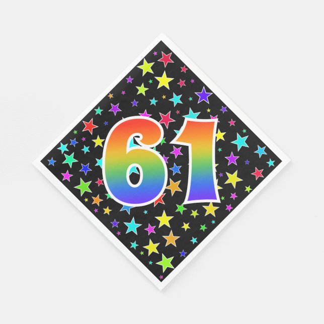 Colourful Stars + Rainbow Pattern "61" Event # Napkin (Corner)