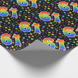 Colourful Stars + Rainbow Pattern "61" Event # Wrapping Paper