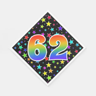 Colourful Stars + Rainbow Pattern "62" Event # Napkin