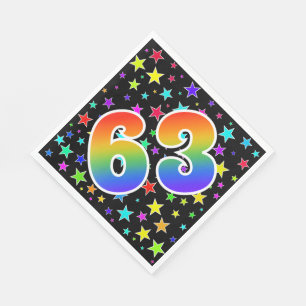 Colourful Stars + Rainbow Pattern "63" Event # Napkin