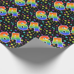 Colourful Stars + Rainbow Pattern "64" Event # Wrapping Paper