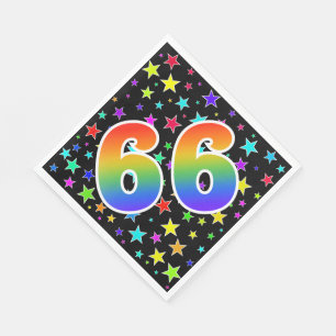 Colourful Stars + Rainbow Pattern "66" Event # Napkin