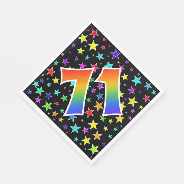 Colourful Stars + Rainbow Pattern "71" Event # Napkin (Corner)