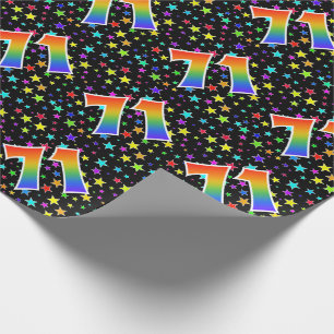 Colourful Stars + Rainbow Pattern "71" Event # Wrapping Paper