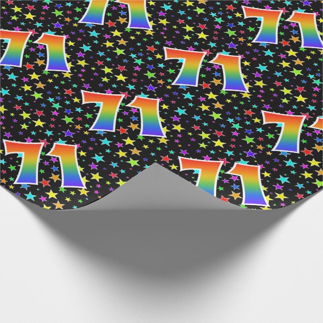Colourful Stars + Rainbow Pattern "71" Event # Wrapping Paper (Corner)