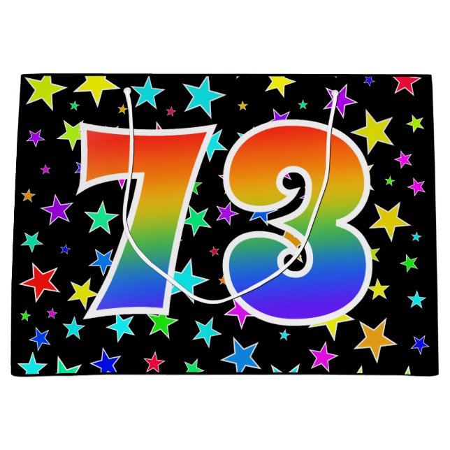 Colourful Stars + Rainbow Pattern "73" Event # Large Gift Bag (Front)