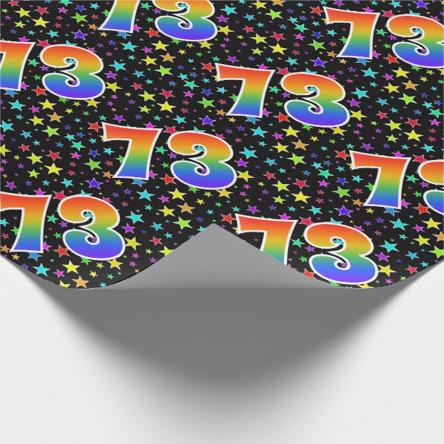 Colourful Stars + Rainbow Pattern "73" Event # Wrapping Paper (Corner)