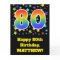 Colourful Stars + Rainbow Pattern "80" Birthday #