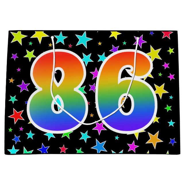 Colourful Stars + Rainbow Pattern "86" Event # Large Gift Bag (Front)
