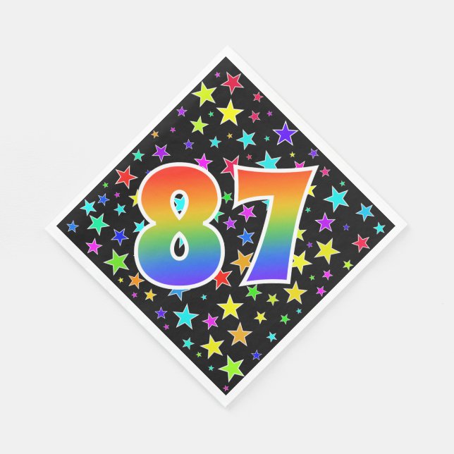 Colourful Stars + Rainbow Pattern "87" Event # Napkin (Corner)