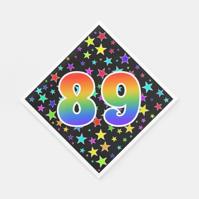 Colourful Stars + Rainbow Pattern "89" Event # Napkin (Corner)