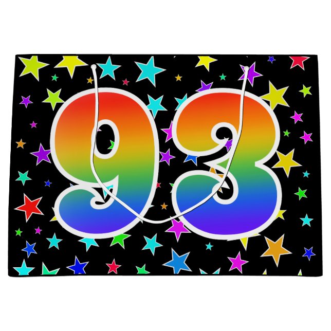 Colourful Stars + Rainbow Pattern "93" Event # Large Gift Bag (Front)