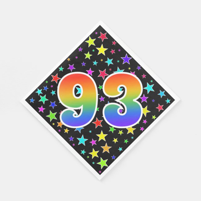 Colourful Stars + Rainbow Pattern "93" Event # Napkin (Corner)