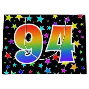 Colourful Stars + Rainbow Pattern "94" Event # Large Gift Bag