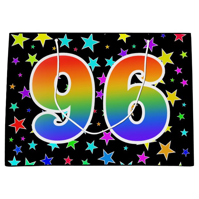 Colourful Stars + Rainbow Pattern "96" Event # Large Gift Bag (Front)