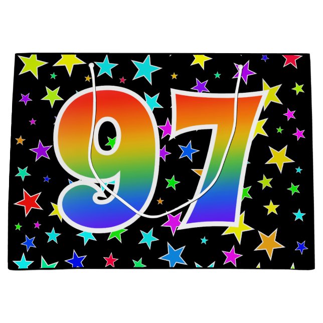 Colourful Stars + Rainbow Pattern "97" Event # Large Gift Bag (Front)